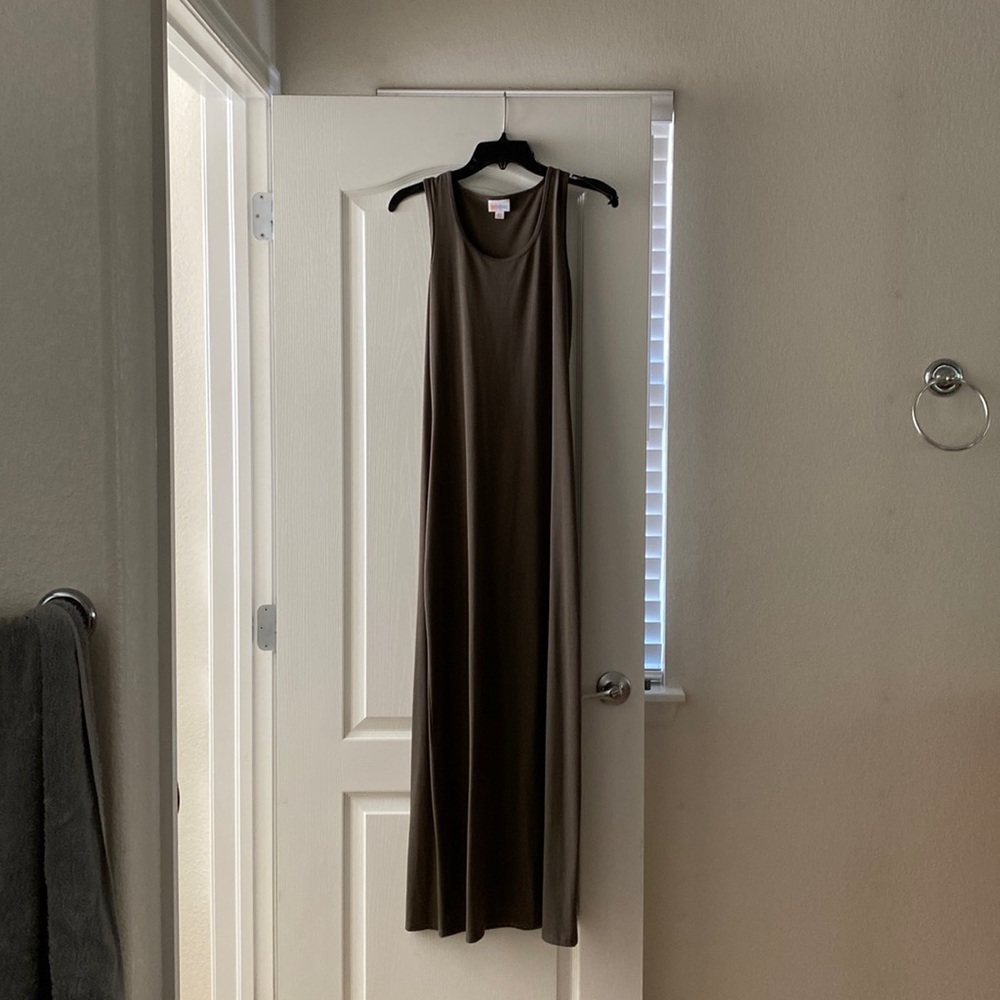 Long XS LuLaRoe dress olive green/grey